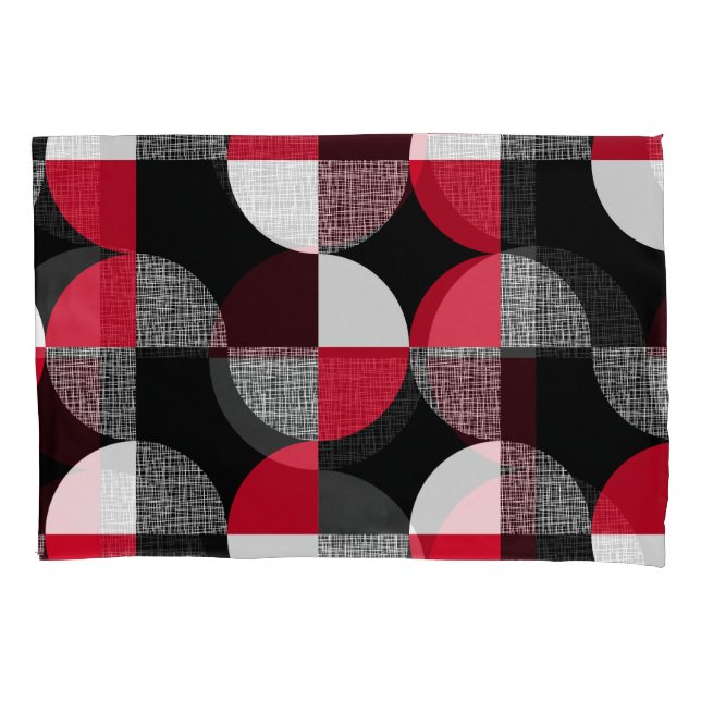 Funda De Cojín Patrón geométrico de yeso negro, rojo y blanco. (Anverso)