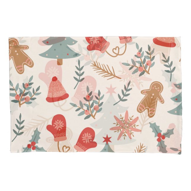 Funda De Cojín Patrón Gingerbread Navidades Retro. (Anverso)