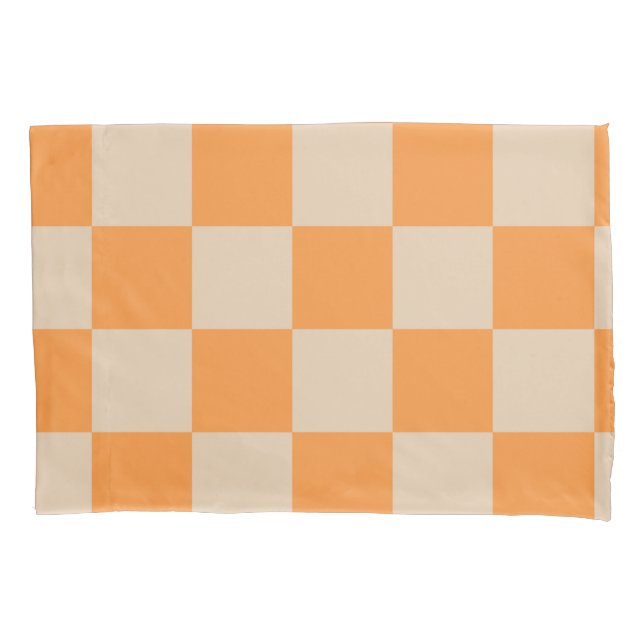 Funda De Cojín Patrón Gingham de naranja controlado (Anverso)