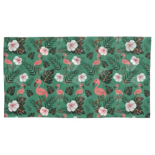 Funda De Cojín Patrón ininterrumpido de flamenco rosa sobre fondo