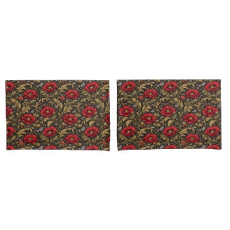 Funda De Cojín Patrón inspirado en William Morris Amapola Roja