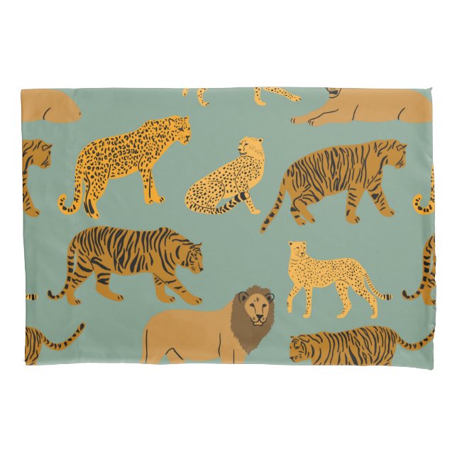 Funda De Cojín Patrón León, Tigre y Leopardo  (Anverso)