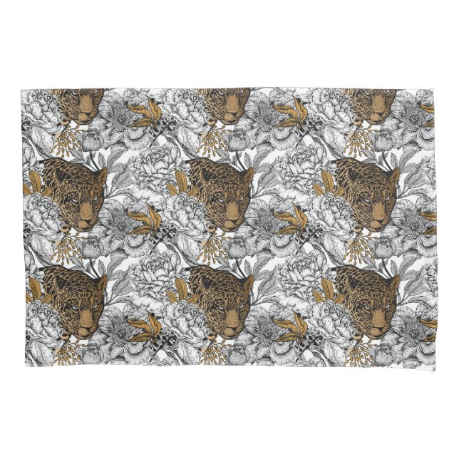 Funda De Cojín Patrón Leopard & Peonies (Anverso-izquierdo)