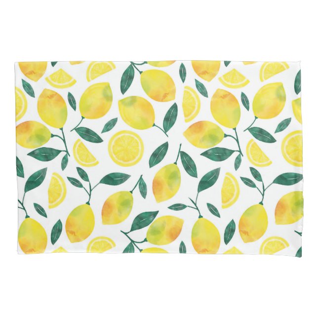 Funda De Cojín Patrón limón color agua amarillo (Anverso-izquierdo)
