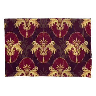 Funda De Cojín Patrón magenta del compás de oro barroco