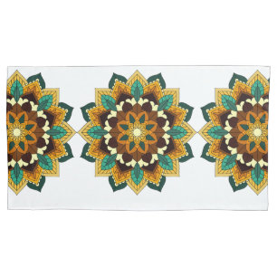 Funda De Cojín Patrón Mandala 02 en amarillo y marrón