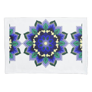 Funda De Cojín Patrón Mandala 02 en azul oscuro
