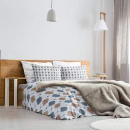 Funda De Cojín Patrón masculino geométrico en azul y beige