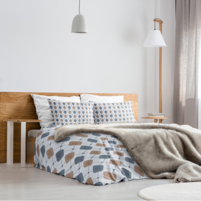 Funda De Cojín Patrón masculino geométrico en azul y beige (Subido por el creador)