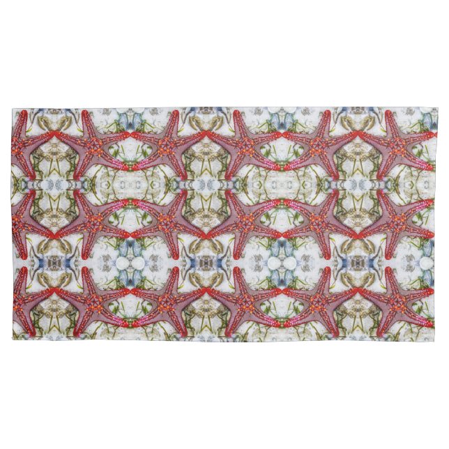 Funda De Cojín Patrón medio de estrella rojo (Anverso)