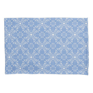 Funda De Cojín Patrón mediterráneo lindo azul retro
