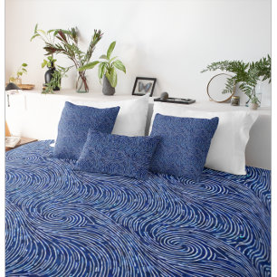 Funda De Cojín Patrón moderno de giro de onda azul y blanca