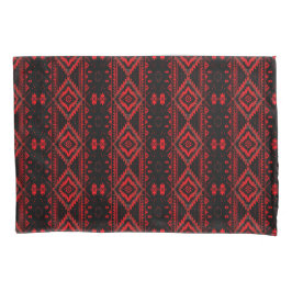 Funda De Cojín Patrón nativo americano de bonito rojo y negro