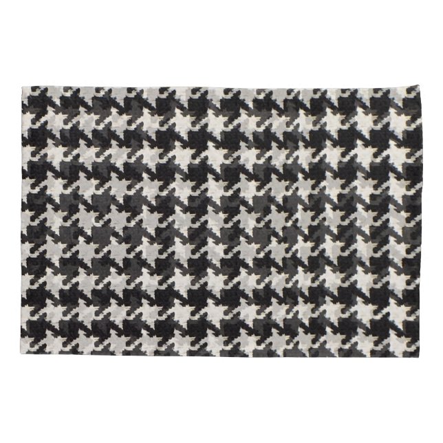 Funda De Cojín Patrón negro blanco de dientes de perro (Reverso)