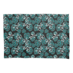 Funda De Cojín Patrón negro y verde: geckos y hojas