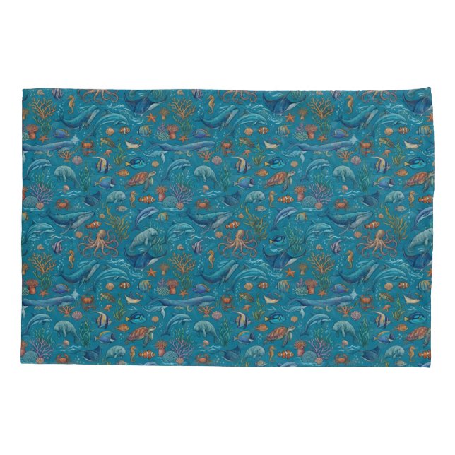 Funda De Cojín Patrón Oceánico (Reverso)