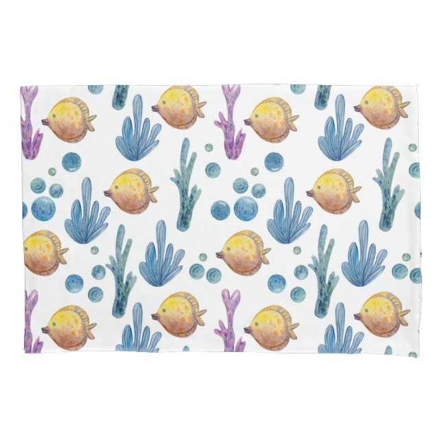 Funda De Cojín Patrón oceánico de peces tropicales náuticos (Anverso)