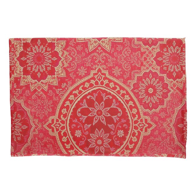 Funda De Cojín Patrón Oro Rojo ORIENTAL - Pillowcase (Anverso)