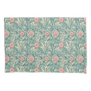 Funda De Cojín Patrón Pastel de Rosa y vegetación botánica