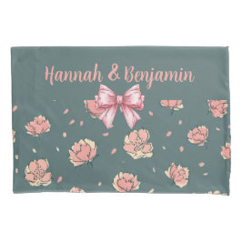 Funda De Cojín Patrón Peony Rosa y Bow