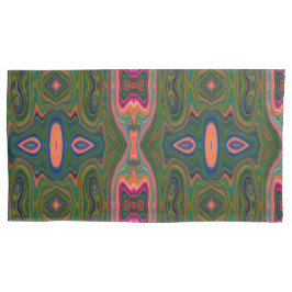 Funda De Cojín Patrón retro abstracto azul, verde y Naranja