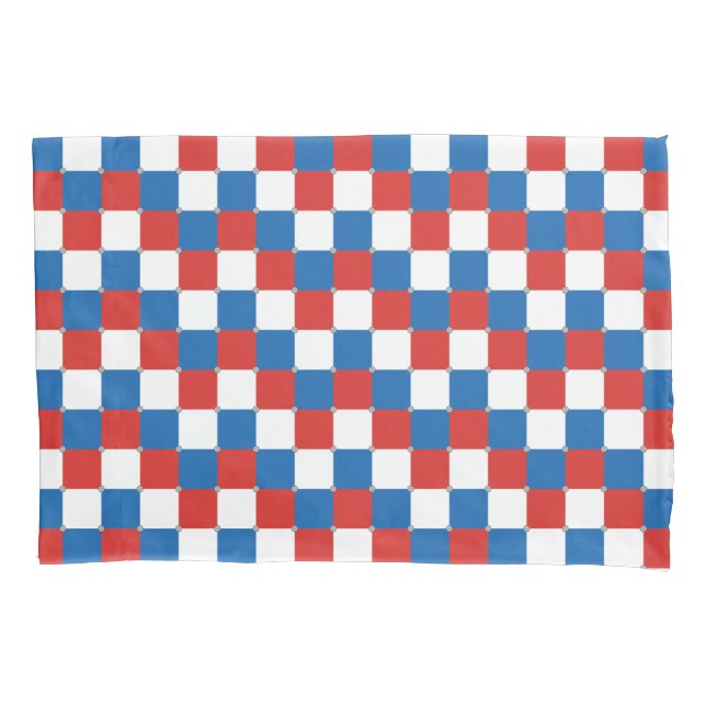 Funda De Cojín Patrón rojo blanco y azul a cuadros (Anverso)