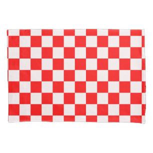 Funda De Cojín Patrón rojo y blanco controlado