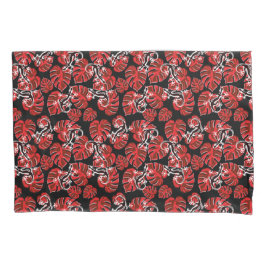 Funda De Cojín Patrón Rojo Y Negro - Geckos Y Hojas