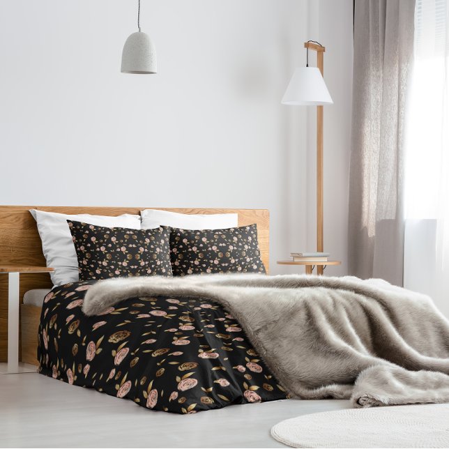 Funda De Cojín Patrón Rosa rosa claro en negro (Subido por el creador)