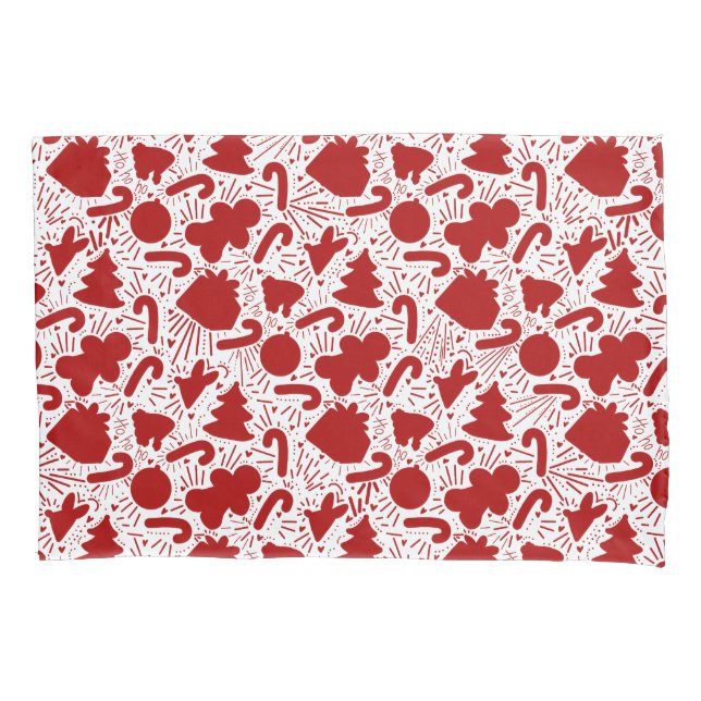Funda De Cojín Patrón simple de Navidades rojos (Anverso)