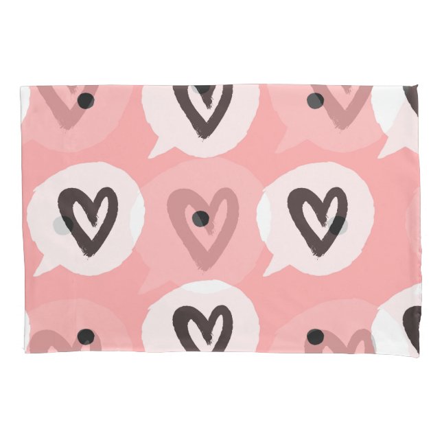 Funda De Cojín Patrón sin brillo con corazones. (Anverso)