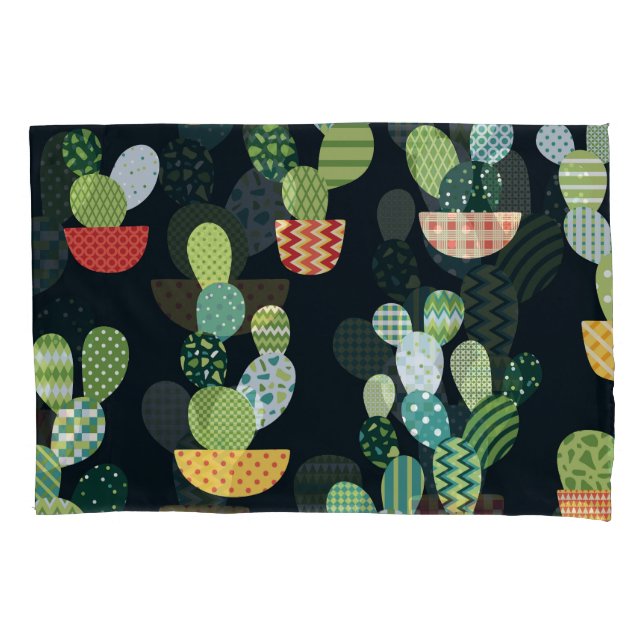 Funda De Cojín Patrón sin problemas de las plantas de cactus (Anverso)