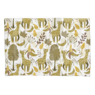 Funda De Cojín Patrón sin soldadura Giraffe amarillo fondo blanco