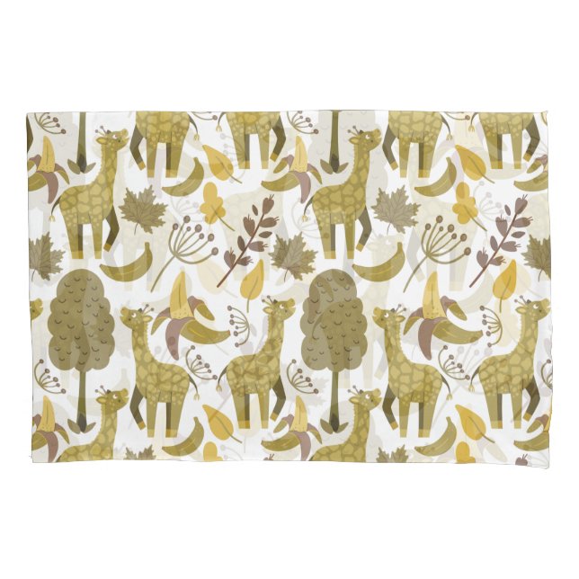 Funda De Cojín Patrón sin soldadura Giraffe amarillo fondo blanco (Anverso-izquierdo)