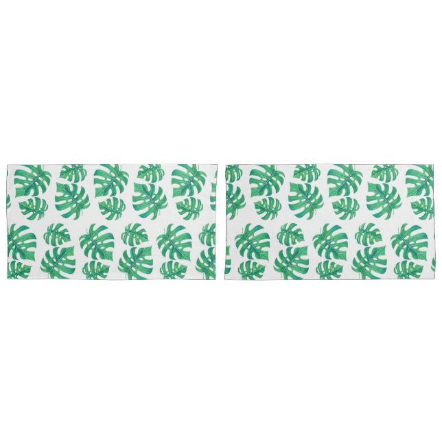 Funda De Cojín Patrón tropical con hojas de monstera (Anverso - Set)