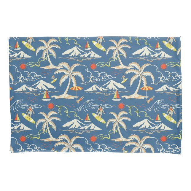 Funda De Cojín Patrón Tropical Retro Surf (Anverso)