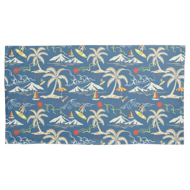 Funda De Cojín Patrón Tropical Retro Surf (Anverso)