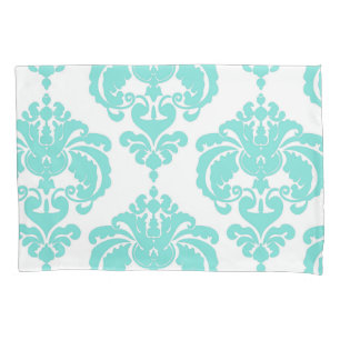 Funda De Cojín Patrón verde azulado de Damasco de Moda elegante y