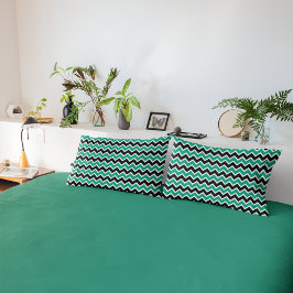 Funda De Cojín Patrón Verde azulado moderno de cheurón negro