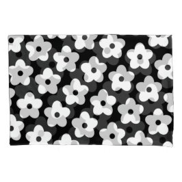 Funda De Cojín Patrón Y2K de flor blanca y negra