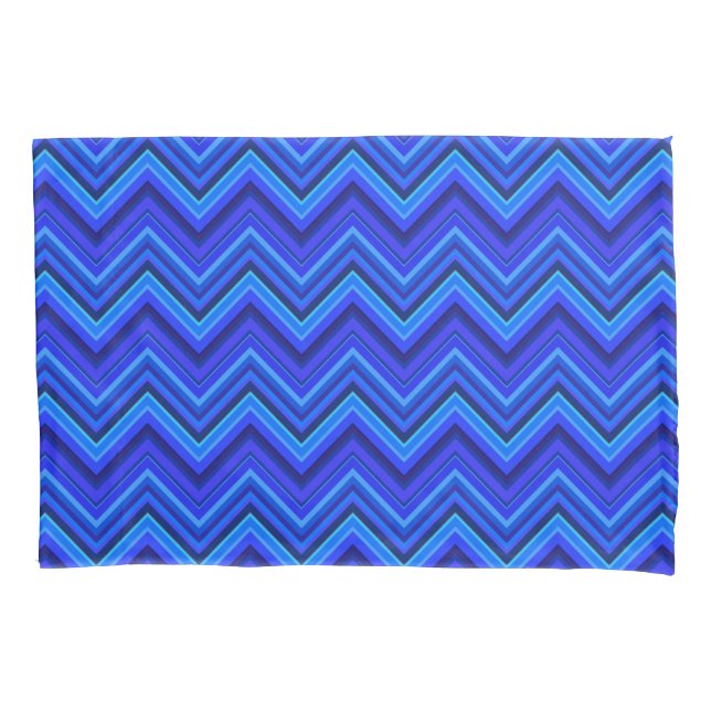 Funda De Cojín Patrón zigzag de franjas azules (Anverso)