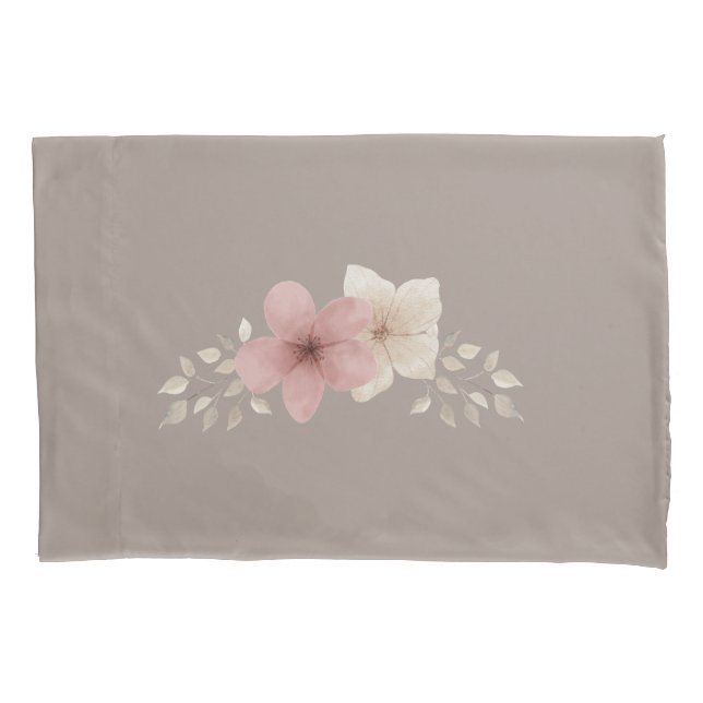 Funda De Cojín Pavimento flojo Floral Taupe y Rosa (Anverso)