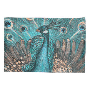 Funda De Cojín pavo real azul