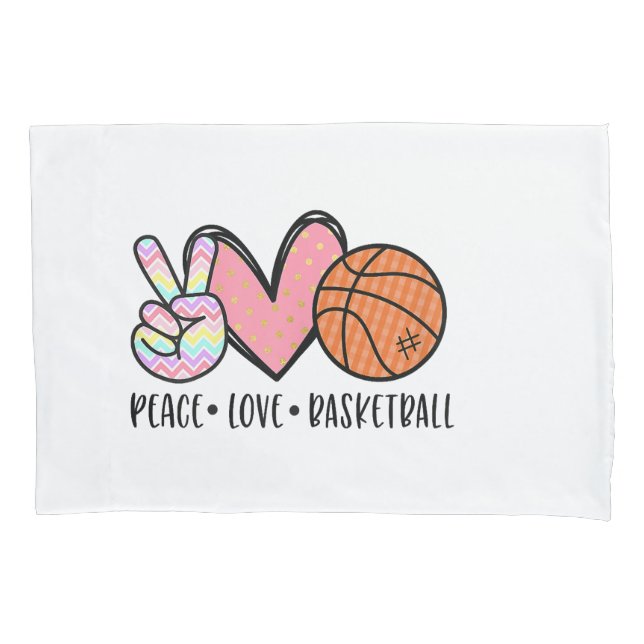 Funda De Cojín Peace Love Basketball Heart for Women Adolescentes (Anverso)