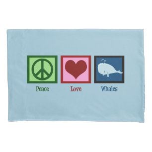 Funda De Cojín Peace Love Blue Whale Cute