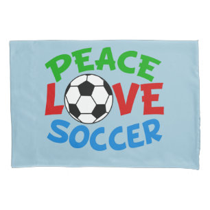 Funda De Cojín Peace Love Soccer Blue