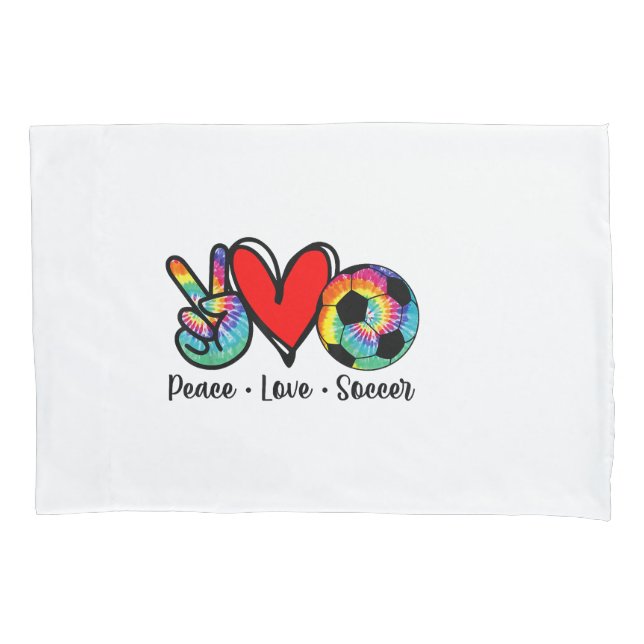Funda De Cojín Peace Love Soccer Tie Dye Design Mujeres Jóvenes C (Anverso)