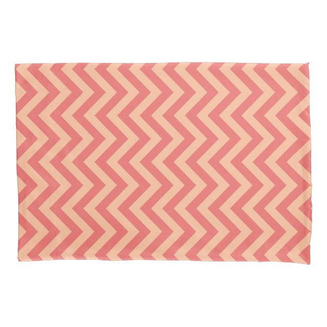 Funda De Cojín Peach and Cranberry Chevron (Anverso)