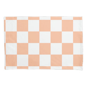 Funda De Cojín Peach Fuzz Checkered Gingham Pattern