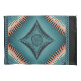 Funda De Cojín Peach Sunburst de Navajo verde azulado